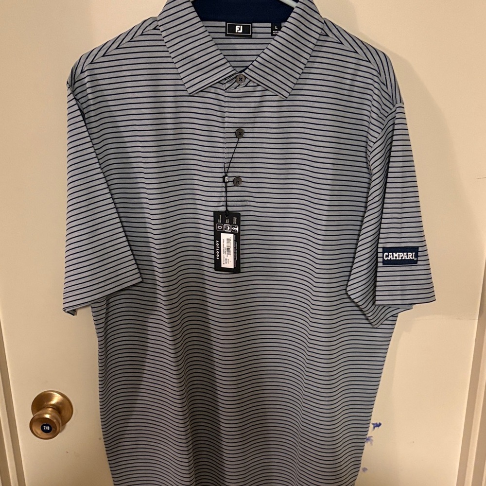 FootJoy Navy and White Striped Polo Shirt